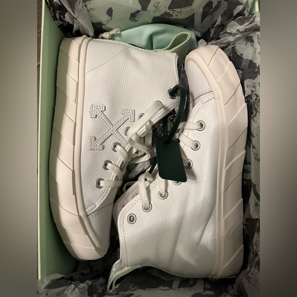 2013 Off-White Virgil Abloh Mid Top Vulcanized Calf Le White